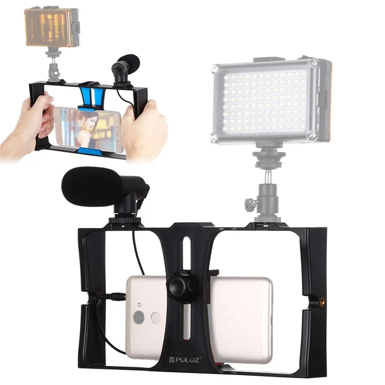 Puluz PKT3020 Handheld -handy -käfig -rig Mit Mikrofon Für Fotografie Live -streaming - Blau