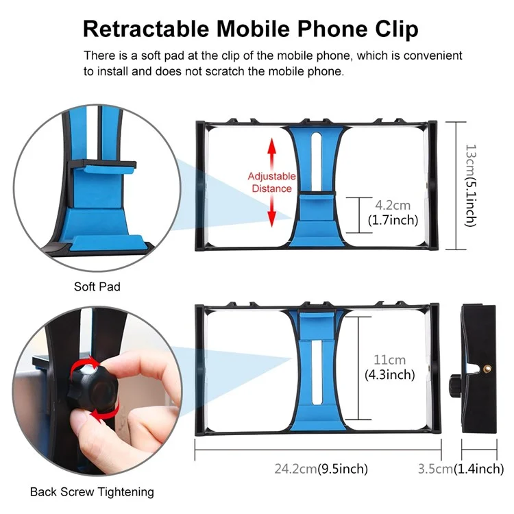 Puluz PKT3020 Rijera de Jaula de Teléfonos Celulares Handheld Conjunto Con Micrófono Para la Transmisión en Vivo de la Fotografía - Azul