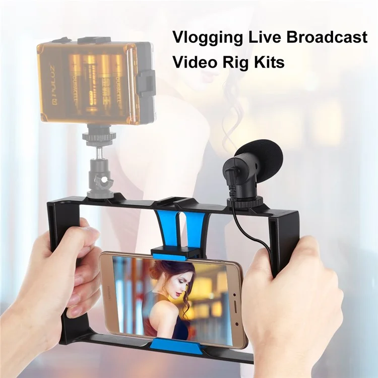 Puluz PKT3020 Handheld -handy -käfig -rig Mit Mikrofon Für Fotografie Live -streaming - Blau