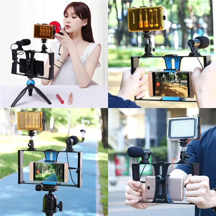 Puluz Pkt3020 Кэтажная Установка Для Мобильных Телефонов Набор с Микрофоном Для Фотографии в Прямом Эфире Потоковой Передачи - Синий