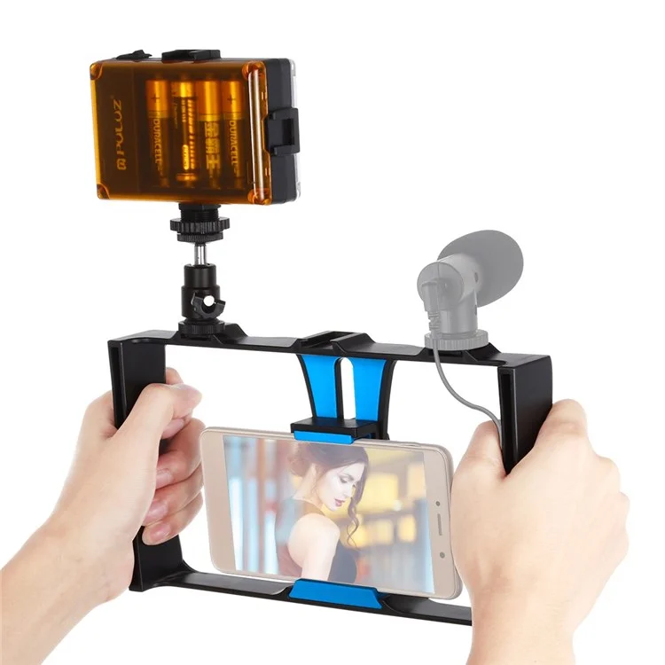 Puluz PKT3021 Handheld Cage Rig Set 96 LED -füllung Licht Mit 1/4 Zoll Schraubloch Handyfotografie -zubehör - Blau