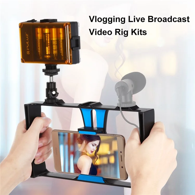 PULUZ PKT3021 Handheld Cage Rig Set 96 LED Fill Light with 1/4 inch Screw Hole Cell Phone Photography Accessories - Blue