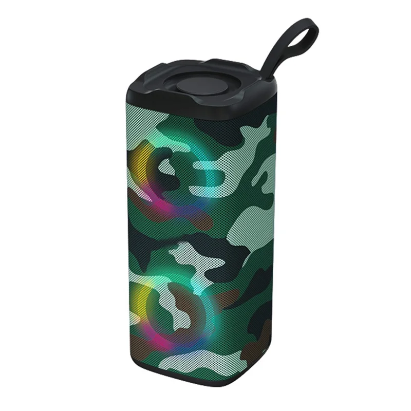 LM-882 Portable Outdoor Rechargeable Bluetooth-compatible Speaker LED RGB Wireless Music Subwoofer Support TF Card / U-Disk - Camouflage