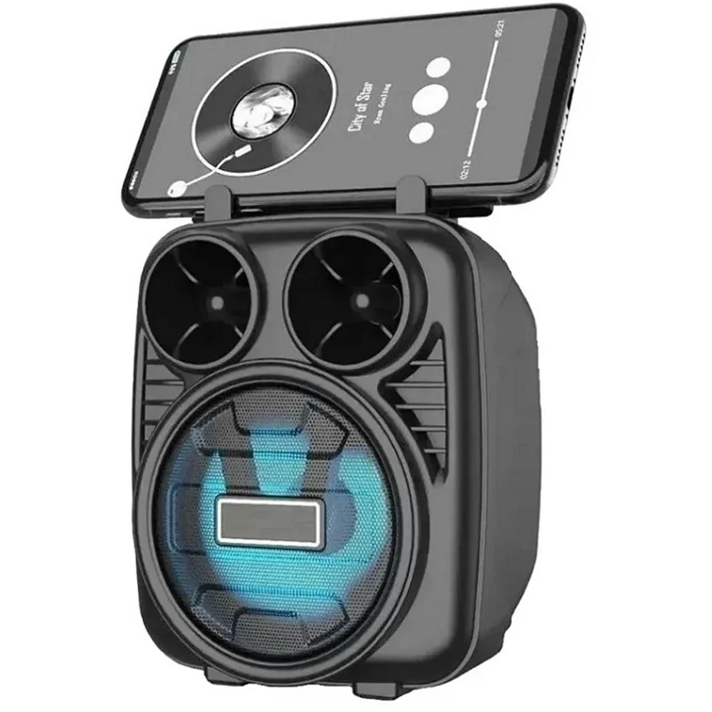 BK-2620 Bluetooth-compatible Speaker Outdoor Portable Wireless Speaker with Cell Phone Stand / RGB Lights Support TF Card, U Disk - Red