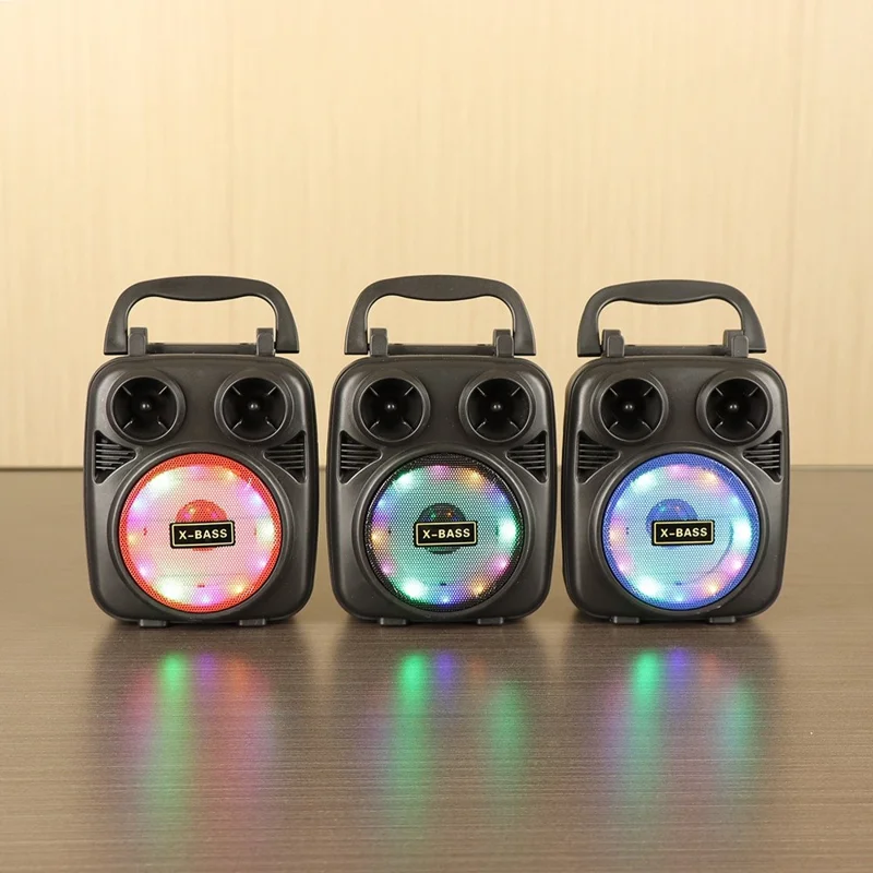 BK-2620 Bluetooth-compatible Speaker Outdoor Portable Wireless Speaker with Cell Phone Stand / RGB Lights Support TF Card, U Disk - Red