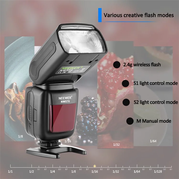 Neewer NW570 2.4G Camera Flash Para Canon, Nikon Small Showing Light Con Zapatilla Caliente