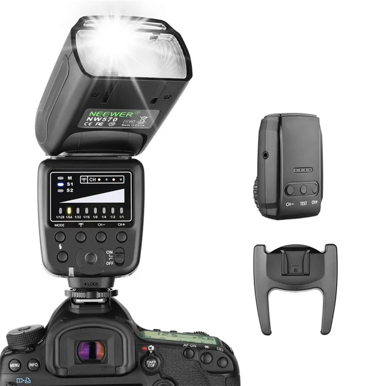 Neewer NW570 2.4G Camera Flash Para Canon, Nikon Small Showing Light Con Zapatilla Caliente