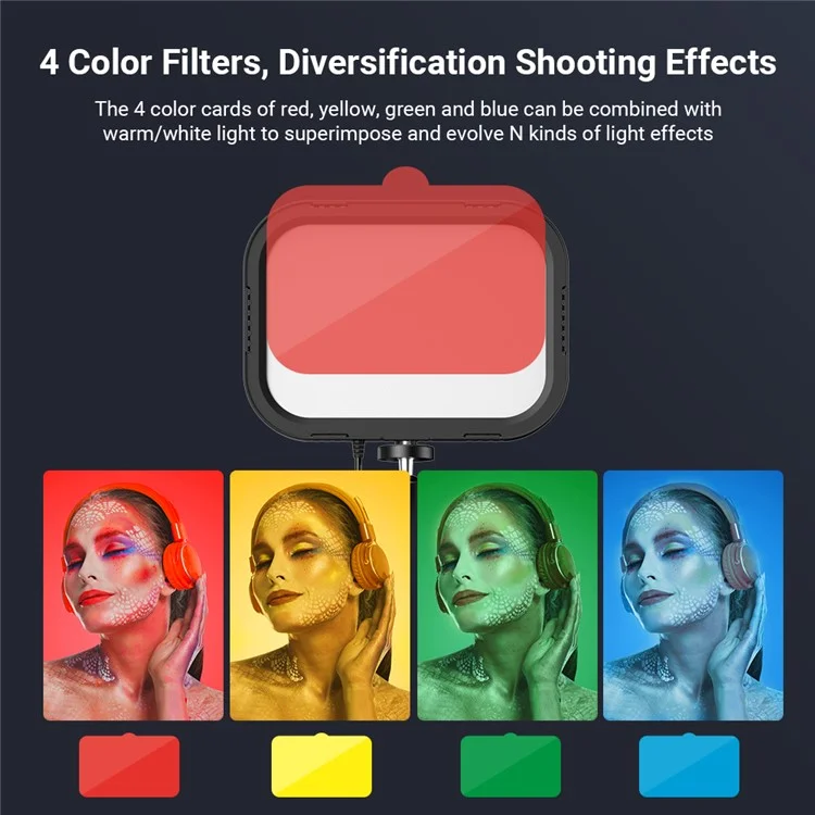 APEXEL APL-FL19 2Pcs USB LED Light Kit com Tripé Ajustável e Filtros de Cor para Filmagem de Vídeo