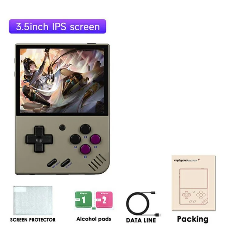 MIYOO Mini Plus 3.5-inch IPS Screen Linux System Portable Retro Handheld Game Console - Grey