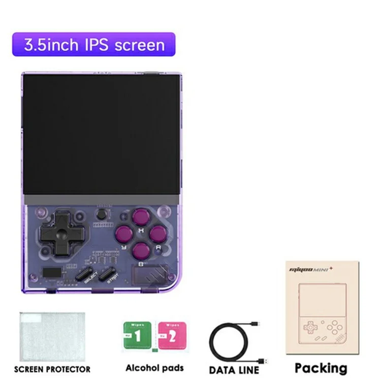 MIYOO Mini Plus 3.5-inch IPS Screen Linux System Portable Retro Handheld Game Console - Purple