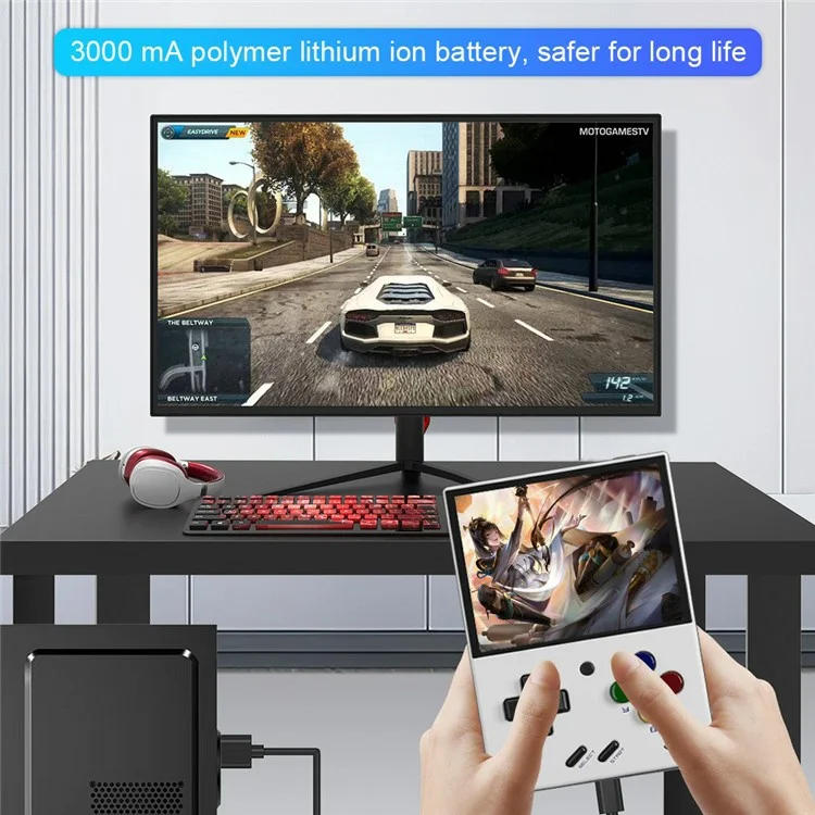 MIYOO Mini Plus 3.5-inch IPS Screen Linux System Portable Retro Handheld Game Console - Purple