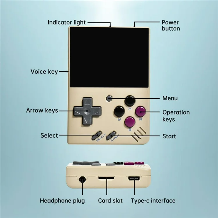 MIYOO Mini Plus 3.5-inch IPS Screen Linux System Portable Retro Handheld Game Console - Purple