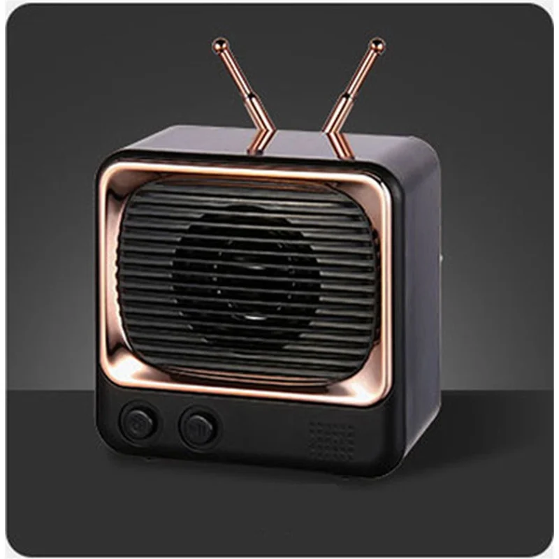 Mini Portable Retro Style TV Shape Bluetooth-compatible 5.0 Speaker Support TF Card - Black