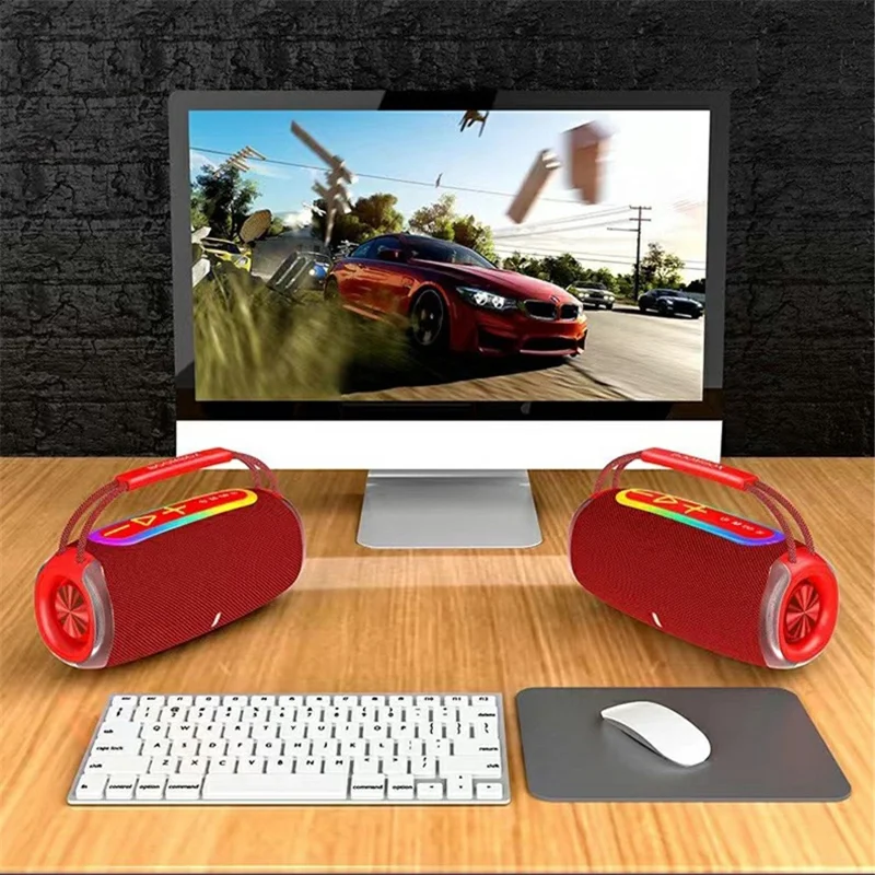 S680 Portable Outdoor Home Bluetooth-compatible Speaker Wireless Music Subwoofer Support TF / U-disk - Red