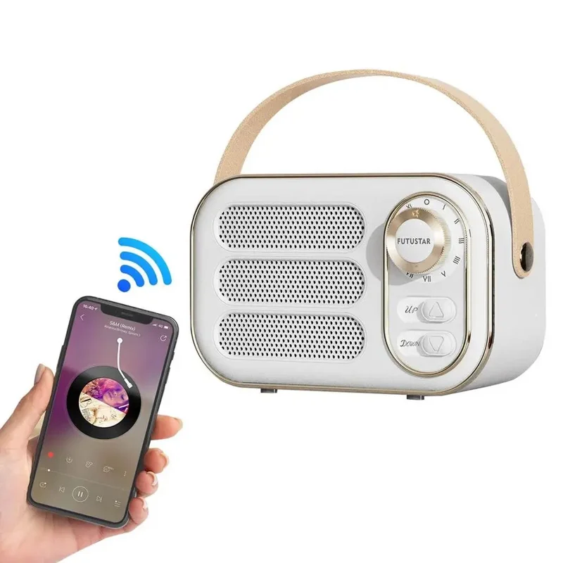 DW13 Wireless Bluetooth-compatible Speaker Vintage Mini Portable Speaker for Party Beach Camping - White