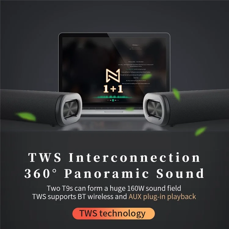 CYBORIS T9 80W Kabelloser Bluetooth-Bass-Lautsprecher TWS-Verbindung Subwoofer mit EQ-Klangeffekt