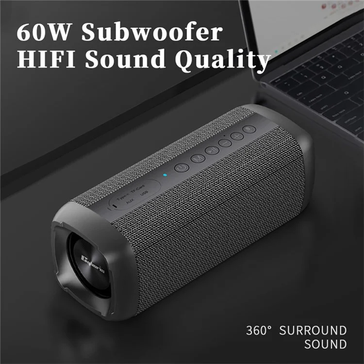 CYBORIS S6 60W High Power Bluetooth-compatible Speaker Super Bass Subwoofer Waterproof TWS Stereo Speaker - Black