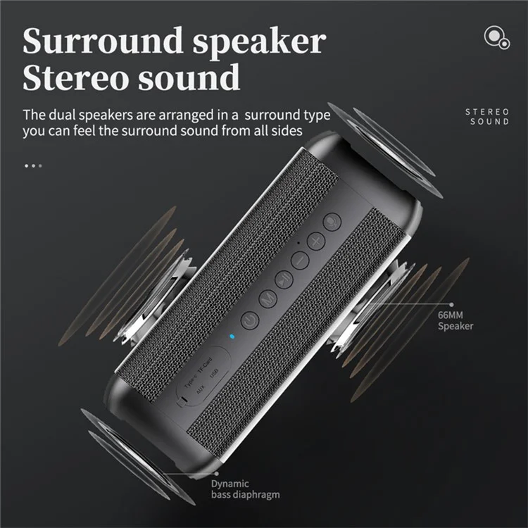 CYBORIS S6 60W High Power Bluetooth-compatible Speaker Super Bass Subwoofer Waterproof TWS Stereo Speaker - Black