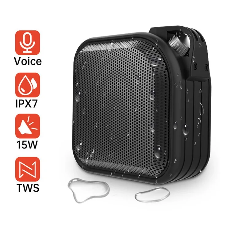 Мини-колонка CYBORIS X1-Plus 15Вт с Bluetooth-динамиком, сабвуфером и защитой от воды - Черная