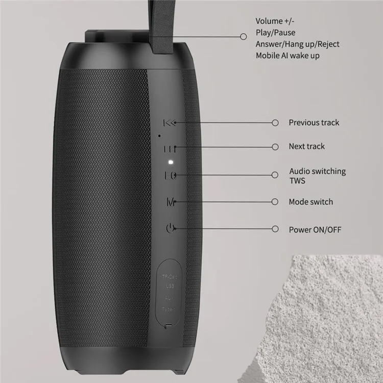 Caixa de som Bluetooth CYBORIS V9 Pro 50W com graves potentes, suporte a cartão TF / pen drive / entrada AUX / efeito de equalização