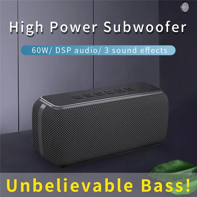 CYBORIS V7-Pro 60W Haut-parleur Bluetooth Basse Son Portable Étanche Caisson de Basses - Noir