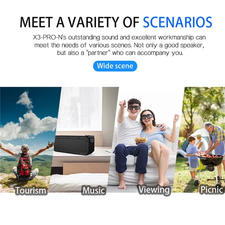 CYBORIS X3-Pro-N 40W NFC Bluetooth-compatible Speaker Subwoofer Waterproof Bass Sound Speaker - Blue