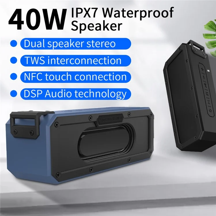 CYBORIS X3-Pro-N 40W NFC Bluetooth-compatible Speaker Subwoofer Waterproof Bass Sound Speaker - Blue