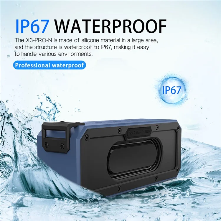 CYBORIS X3-Pro-N 40W NFC Bluetooth-compatible Speaker Subwoofer Waterproof Bass Sound Speaker - Blue
