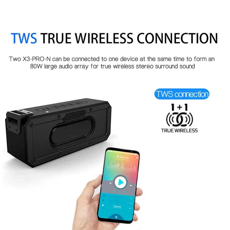 CYBORIS X3-Pro-N 40W NFC Bluetooth-compatible Speaker Subwoofer Waterproof Bass Sound Speaker - Black