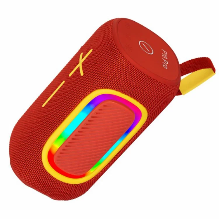 Caixa de Som Bluetooth Portátil P18 Pro 20W com Luz RGB, Rádio FM e Subwoofer Sem Fio - Vermelho