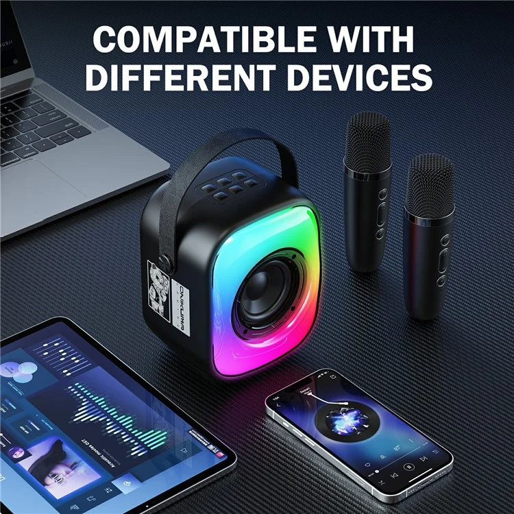 Caixa de som Bluetooth ONIKUMA L7 K Song RGB com microfone sem fio duplo, para karaokê em família e festa