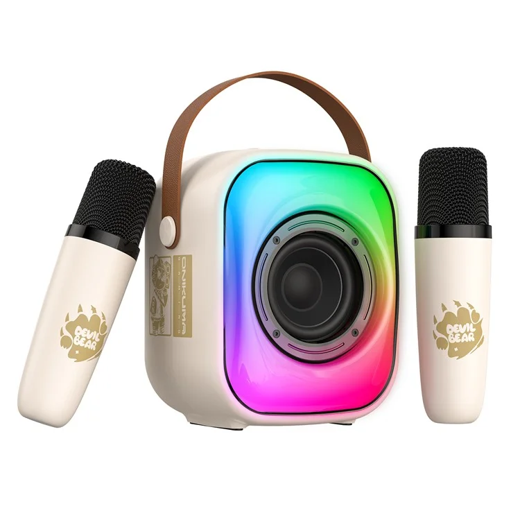 ONIKUMA L7 RGB Home Karaoke Machine Bluetooth-compatible Speaker with 2 Microphone - White