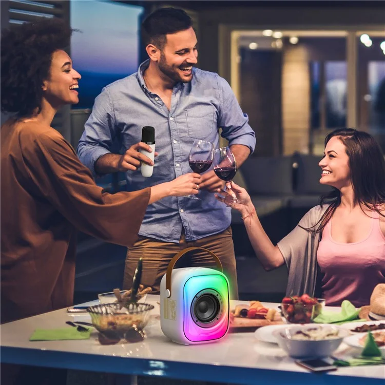 ONIKUMA L7 RGB Home Karaoke Machine Bluetooth-compatible Speaker with 2 Microphone - White