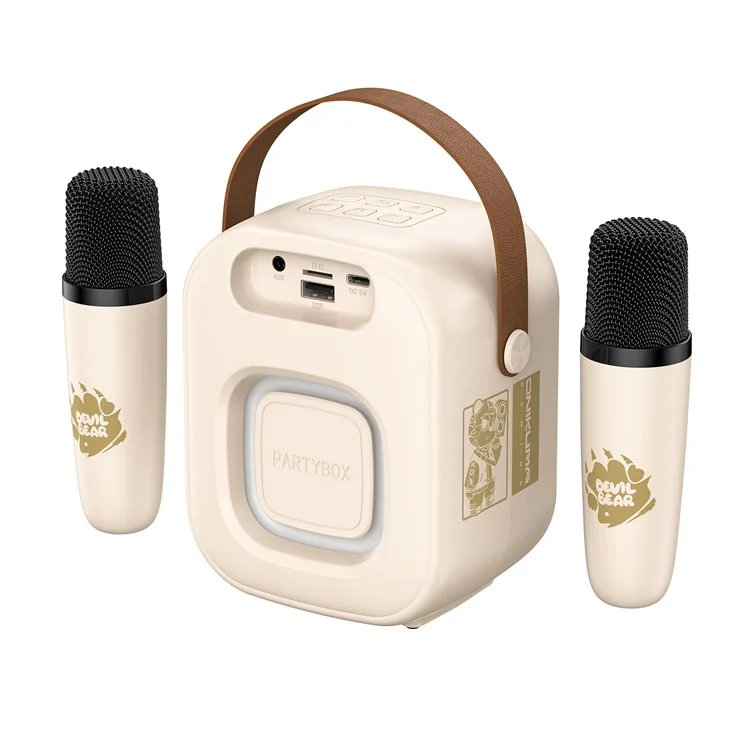 ONIKUMA L7 RGB Home Karaoke Machine Bluetooth-compatible Speaker with 2 Microphone - White