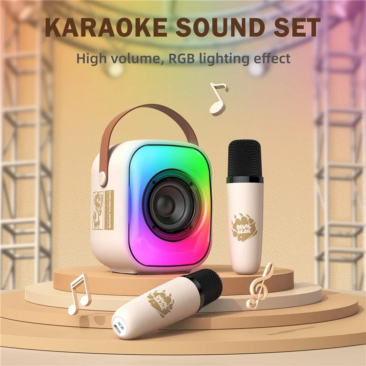 ONIKUMA L7 RGB Home Karaoke Machine Bluetooth-compatible Speaker with 2 Microphone - White