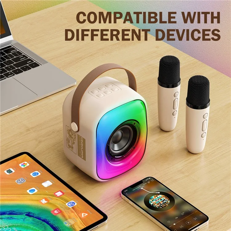 ONIKUMA L7 RGB Home Karaoke Machine Bluetooth-compatible Speaker with 2 Microphone - White