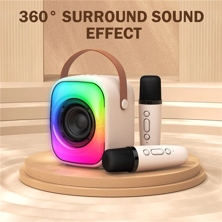 ONIKUMA L7 RGB Home Karaoke Machine Bluetooth-compatible Speaker with 2 Microphone - White