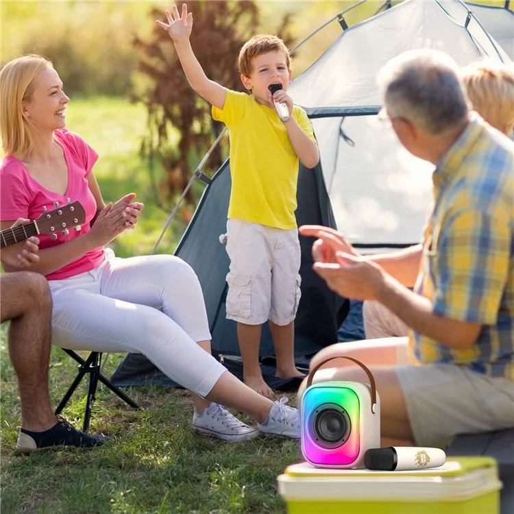 ONIKUMA L7 RGB Home Karaoke Machine Bluetooth-compatible Speaker with 2 Microphone - White