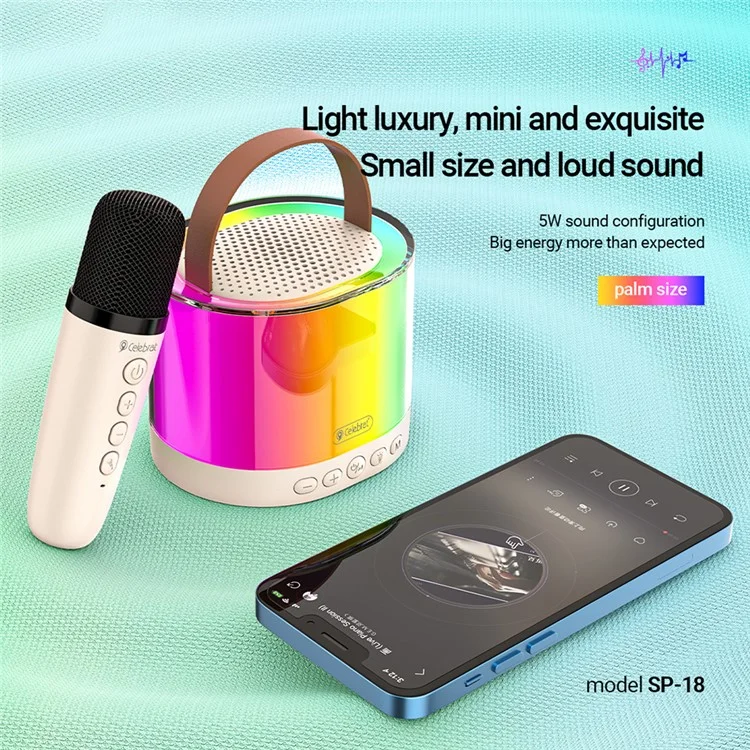CELEBRAT SP-18 Portable K Song Bluetooth-compatible Speaker Microphone Set Outdoor Family Party Singing Song Subwoofer