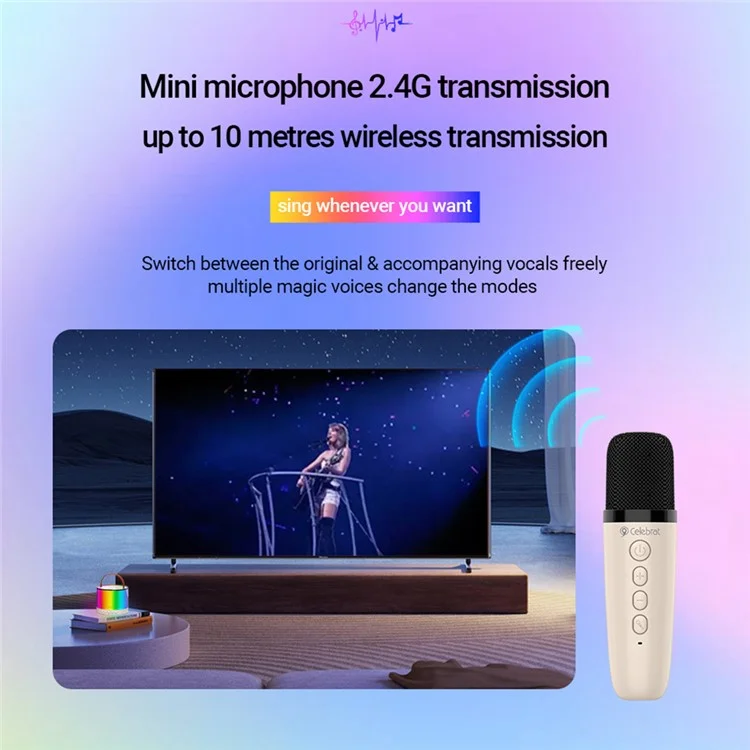 CELEBRAT SP-18 Portable K Song Bluetooth-compatible Speaker Microphone Set Outdoor Family Party Singing Song Subwoofer