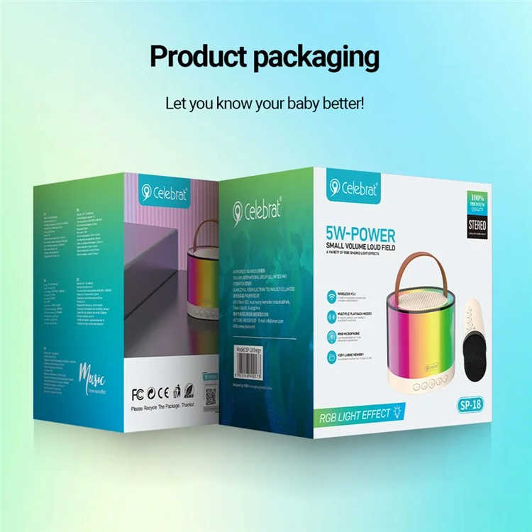 CELEBRAT SP-18 Portable K Song Bluetooth-compatible Speaker Microphone Set Outdoor Family Party Singing Song Subwoofer