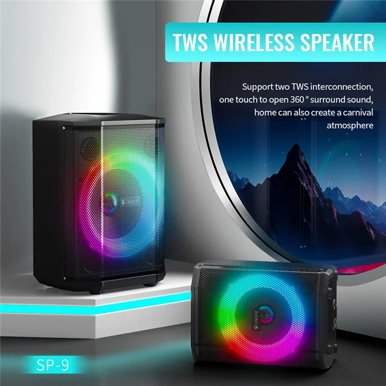CELEBRAT SP-09 40W Haut-parleur portable haute puissance avec caisson de basses TWS Bluetooth et microphone - Prise EU