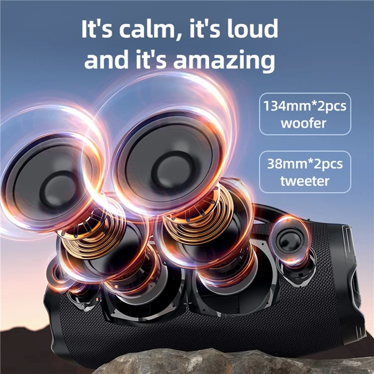 ZEALOT S98 160W Portable Bluetooth-compatible Speaker TWS Wireless HiFi Stereo Music Subwoofer - Black