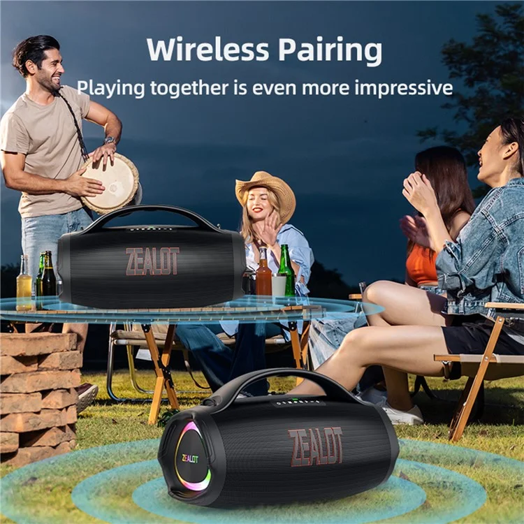 ZEALOT S98 160W Portable Bluetooth-compatible Speaker TWS Wireless HiFi Stereo Music Subwoofer - Black