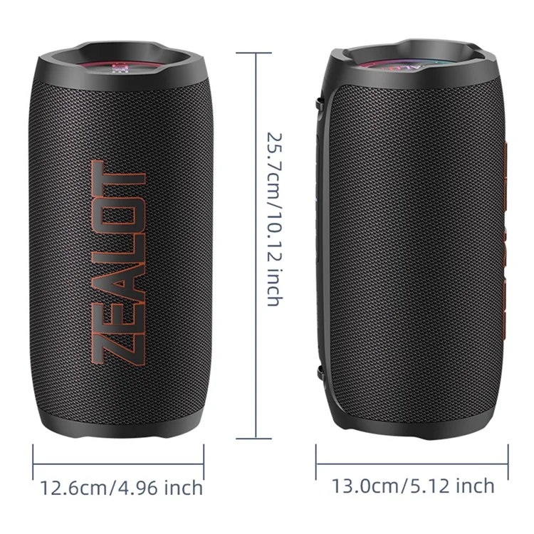 ZEALOT S76 50W Alto-Falante Bluetooth Portátil à Prova D'Água Sem Fio Subwoofer Estéreo de Música - Preto