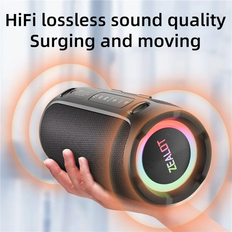 ZEALOT S76 50W Alto-Falante Bluetooth Portátil à Prova D'Água Sem Fio Subwoofer Estéreo de Música - Preto