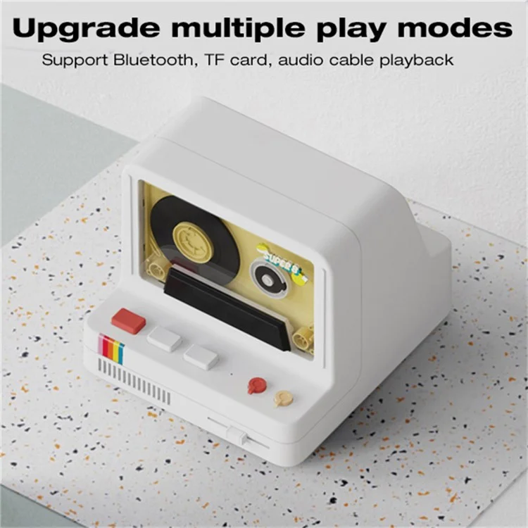 Cassette Bluetooth Speaker Home Subwoofer Support Aromatherapy TF Card Playback Night Light - Blanco