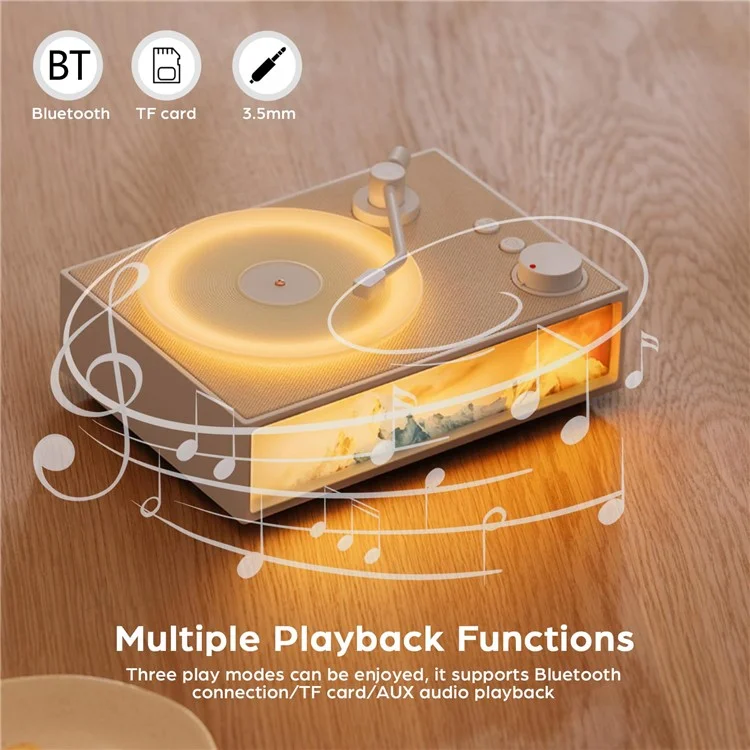 Alto-falante Bluetooth Retro Estilo Toca-discos Decoração de Casa Presente de Aniversário - Cáqui