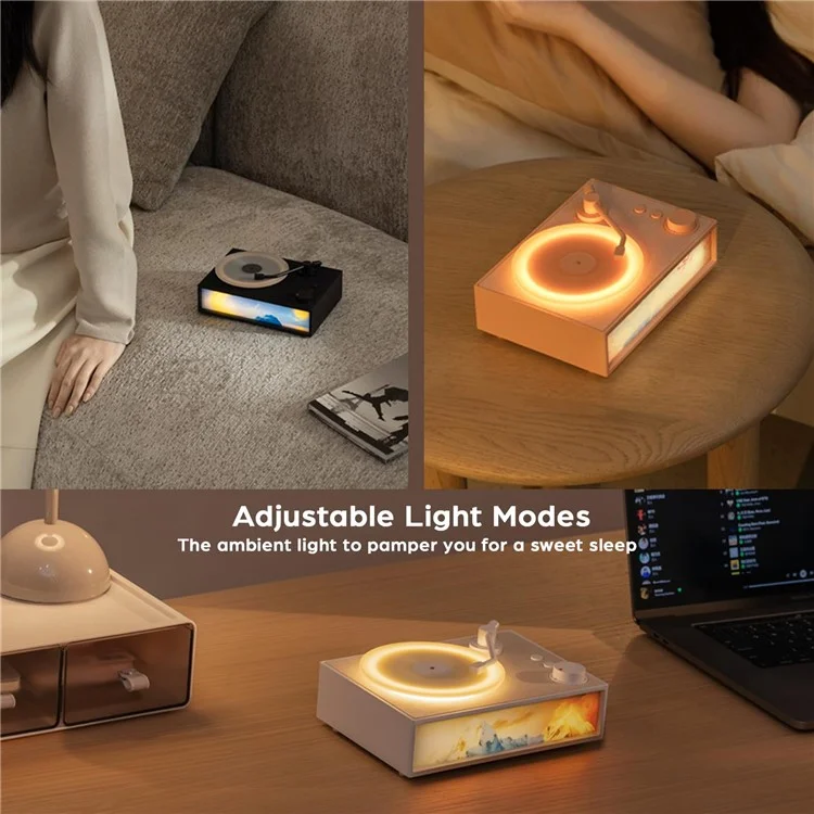 Alto-falante Bluetooth Retro Estilo Toca-discos Decoração de Casa Presente de Aniversário - Cáqui