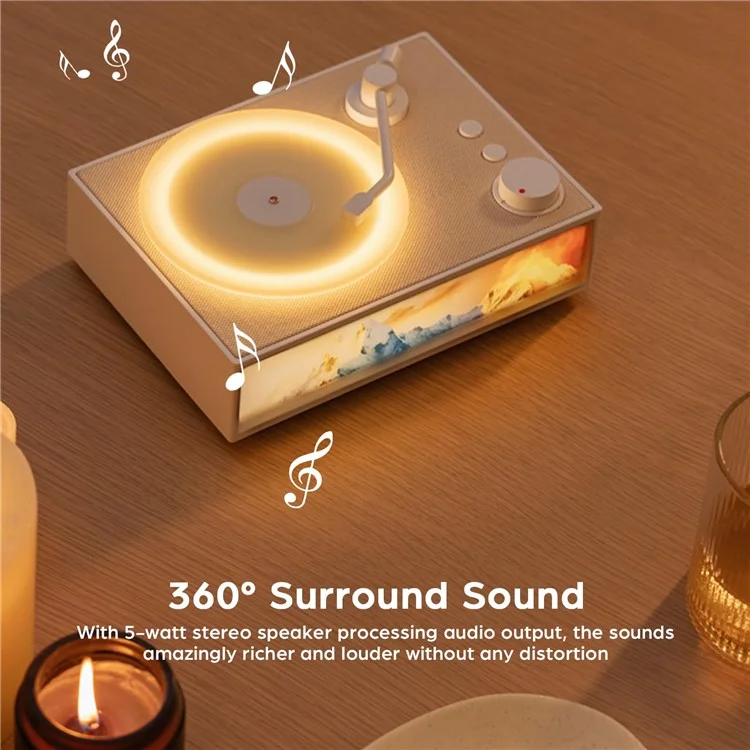 Alto-falante Bluetooth Retro Estilo Toca-discos Decoração de Casa Presente de Aniversário - Cáqui